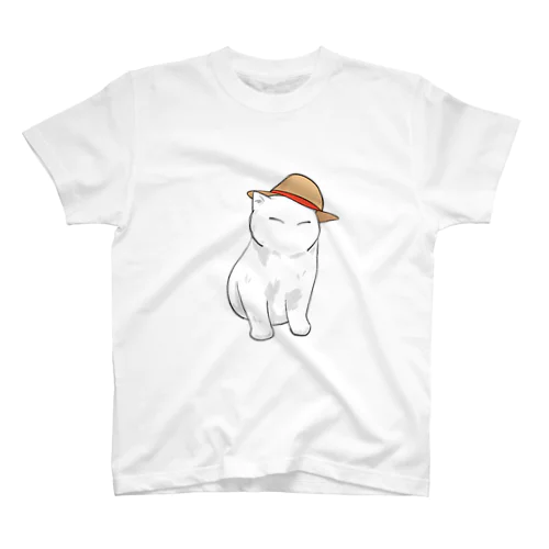 キメポーズの猫さん（麦わら帽子バージョン） スタンダードTシャツ