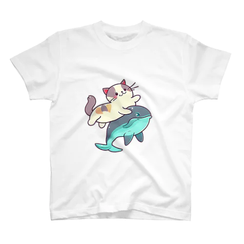 ねこイルカ  三毛猫 スタンダードTシャツ