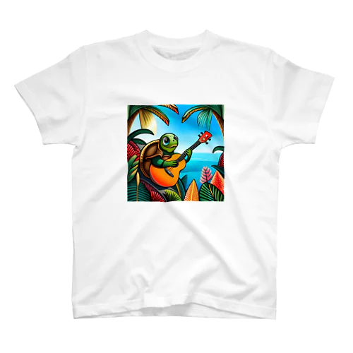 ウクレレを弾くウミガメ Regular Fit T-Shirt