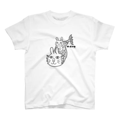 ついてる兎魚。モノトーン スタンダードTシャツ