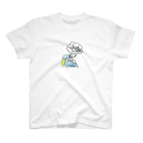 おひるねハシビロコウ&うさぎ Regular Fit T-Shirt