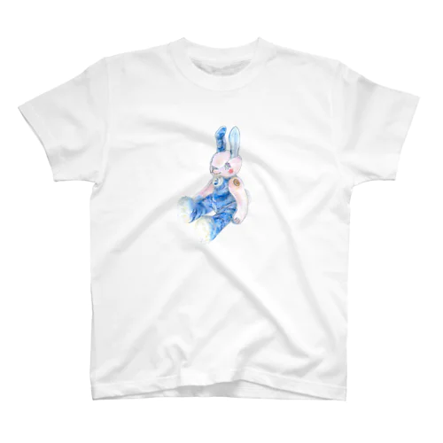うさぎ星人　色鉛筆イラスト 表示の白ほか 淡色布地 全9色 Regular Fit T-Shirt