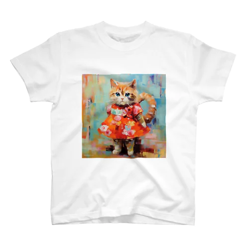 アートなドレスを着た猫 スタンダードTシャツ