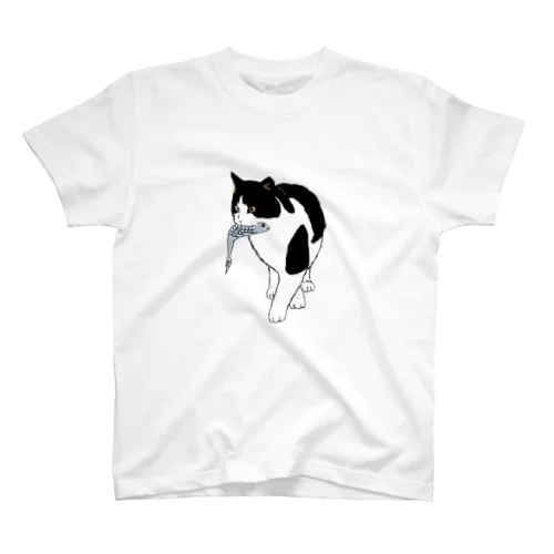お魚くわえたハチワレ猫 Regular Fit T-Shirt