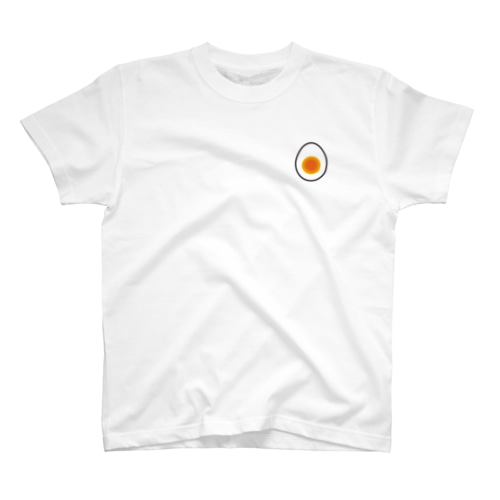 [☆両面] 半熟卵とゆで卵 (白Tシャツ専用)【視力検査表パロディ】 Regular Fit T-Shirt
