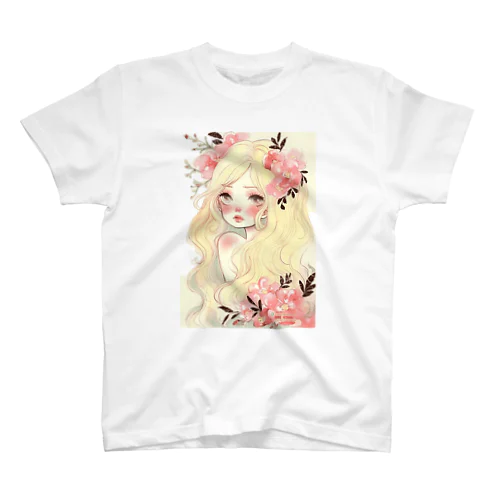 Pink Flower Hair Regular Fit T-Shirt