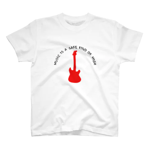 赤いギター Music is a safe…ギタリスト名言　黒 Regular Fit T-Shirt