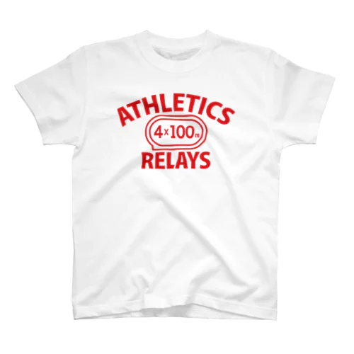 4×100mリレー・リレー競走・赤・陸上競技・400メートルリレー走・デザイン・Tシャツ・陸上部・男子・女子・ジュニア・入賞・有力・確実・候補・有望・応援・精神力・集中力・日本人・陸上魂 スタンダードTシャツ