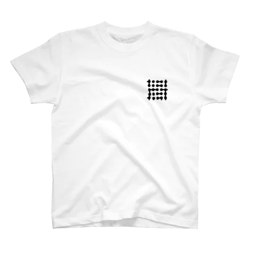 水玉模様のワンポイントTシャツ シンプル 黒 スタンダードTシャツ