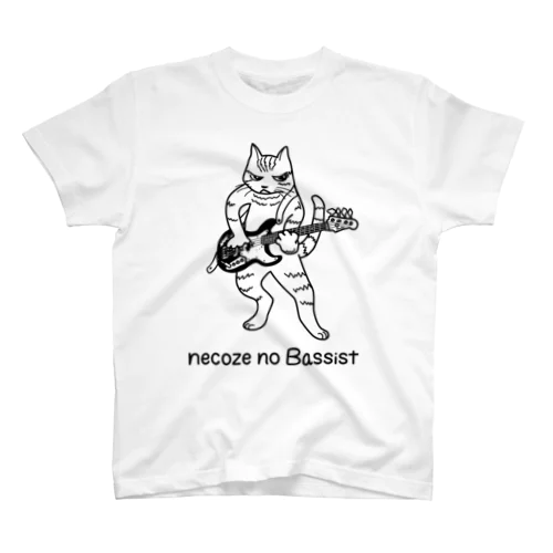 【new】necoze no Bassist （猫背のベーシスト）黒線ver. Regular Fit T-Shirt