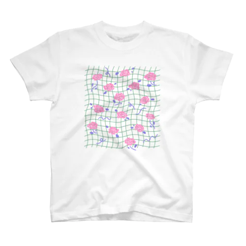 ばらの花/pink green スタンダードTシャツ