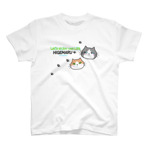 ひげまるTシャツ（茶ハチワレ＆グレ） スタンダードTシャツ