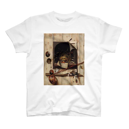 ヴァニタス画のあるアトリエの壁 / Trompe l'oeil with Studio Wall and Vanitas Still Life Regular Fit T-Shirt