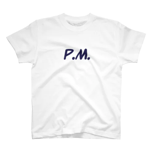 P.M logo(navy） Regular Fit T-Shirt