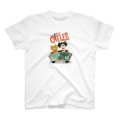 CATLES CAR DRIVE ハチワレ猫とキジトラ猫のドライブ Regular Fit T-Shirt