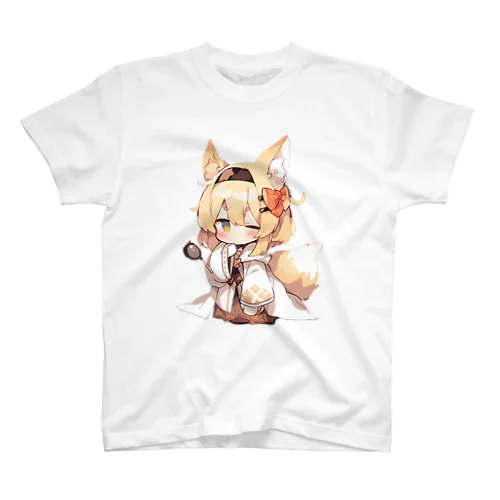 ミコン (Mikon) ver.3　狐の神様、きつね、キツネ スタンダードTシャツ