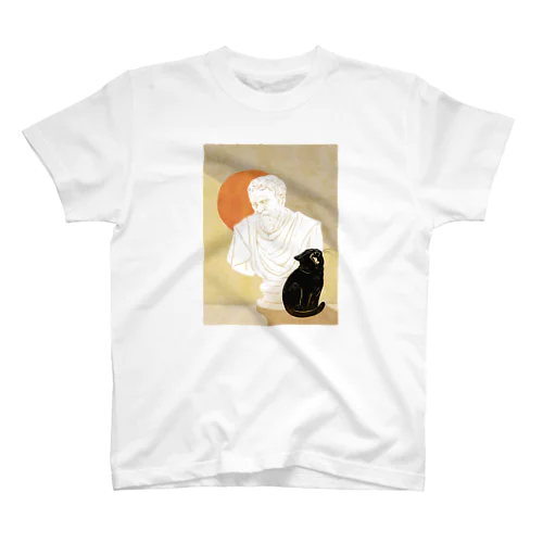 ミケランジェロ胸像と黒猫 スタンダードTシャツ