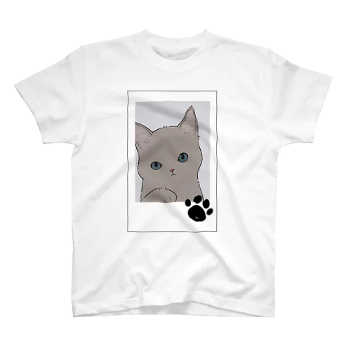 青い瞳の猫さんをチェキ風に描いてみた。 スタンダードTシャツ