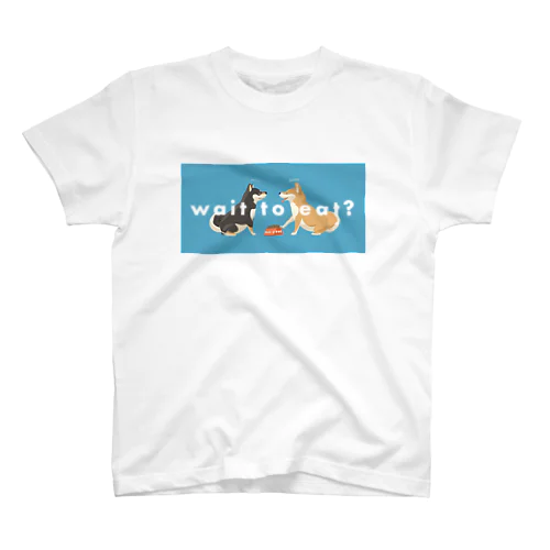 wait to eat? (blue) Regular Fit T-Shirt