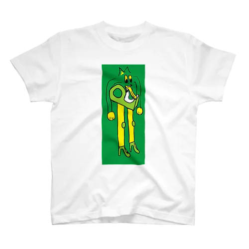 Tape case body and the cellophane tongue （green） Regular Fit T-Shirt