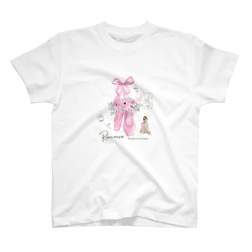 薔薇のトゥシューズと少女 スタンダードTシャツ