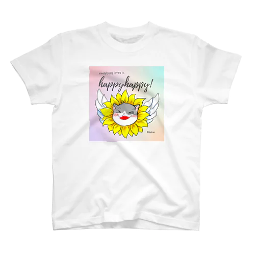 ハッピーお花猫さん Regular Fit T-Shirt