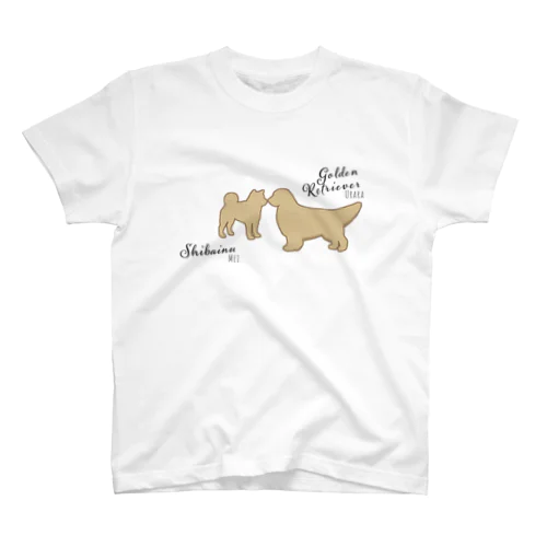 ゴールデン麗ちゃん＆柴犬メイちゃん専用　シルエットベージュ×文字黒 スタンダードTシャツ