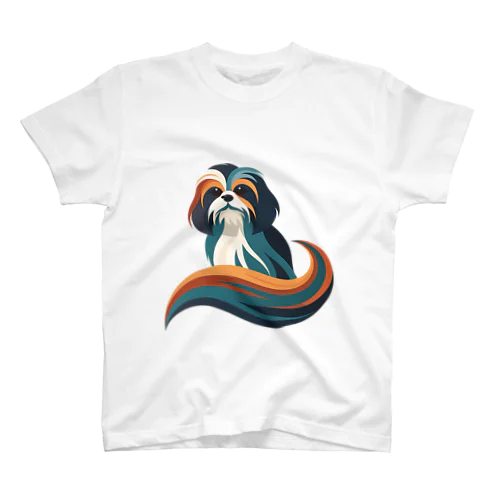 Elegant Curved Shih Tzu Regular Fit T-Shirt