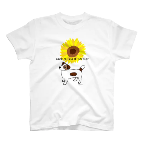 かわいいジャックラッセルテリア犬とヒマワリ Regular Fit T-Shirt