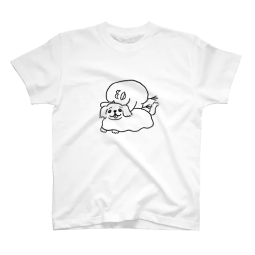 ペキニーズ＆とりもち(モノクロ) Regular Fit T-Shirt