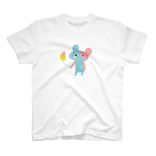 ベアベアちゃんとお花（水色） Regular Fit T-Shirt