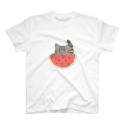 スイカ猫 Regular Fit T-Shirt