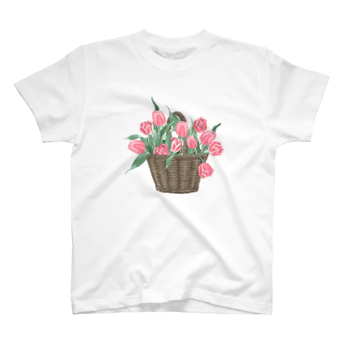 チューリップのバスケット/ピンク スタンダードTシャツ