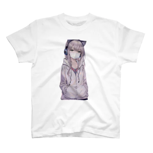 猫耳ヘッドホン少女 スタンダードTシャツ