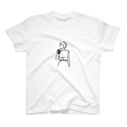 コーヒーカップフォンガール(ショートボブ) Regular Fit T-Shirt