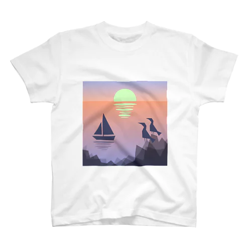 船と夕陽と海鳥と。 Regular Fit T-Shirt