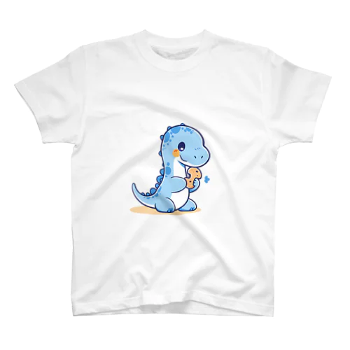 クッキーを持った青い恐竜くん Regular Fit T-Shirt