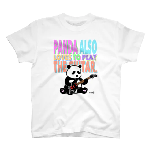 PANDA ALSO LOVES TO PLAY THE GUITAR. ST-BLK スタンダードTシャツ