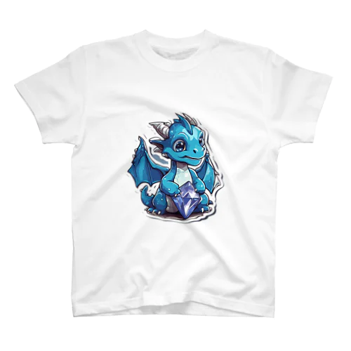 かわいいブルーダイヤモンドドラゴンのステッカー スタンダードTシャツ