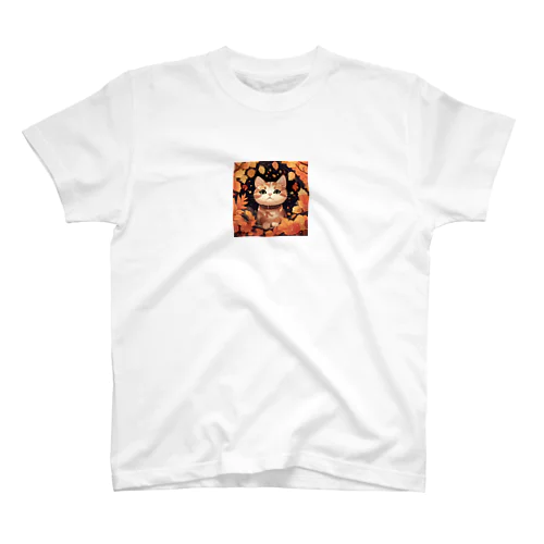 🍁 宇宙猫の秋イラストグッズ 🍁 Regular Fit T-Shirt