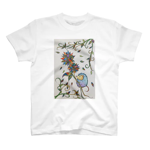 カラフルな花とハリネズミ Regular Fit T-Shirt