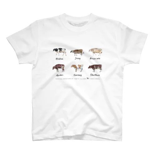 6種類の乳牛オールスターズ 黒字 Regular Fit T-Shirt
