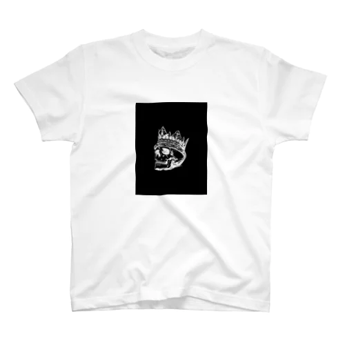 Black White Illustrated Skull King  Regular Fit T-Shirt