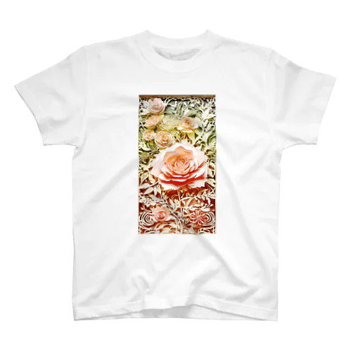 ペーパークラフト風 水彩画「薔薇02」 スタンダードTシャツ