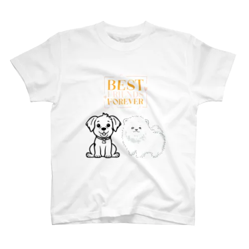 2匹の仲良い犬 スタンダードTシャツ