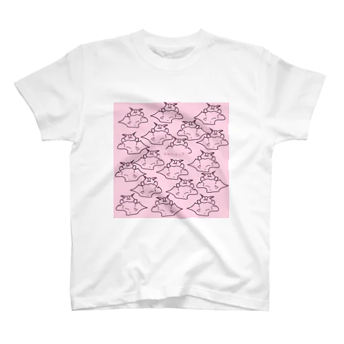 えぬショップデザイン おふとん おはよう うさぎ(ピンク)  スタンダードTシャツ