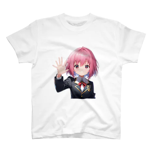 ピンク髪のあいさつ少女 スタンダードTシャツ