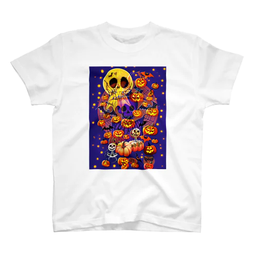 ハッピーハロウィン　スケルトンとジャックオーランタン スタンダードTシャツ