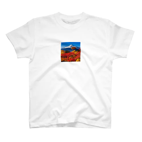 秋晴れの空/富士山/色鮮やかな紅葉 Regular Fit T-Shirt
