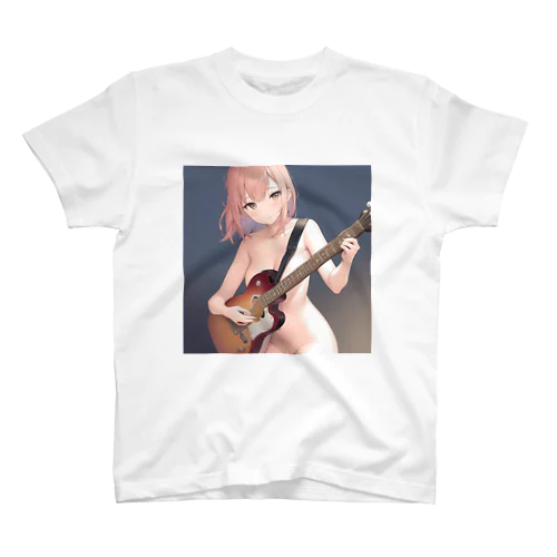 ギターを弾く裸の女の子 スタンダードTシャツ